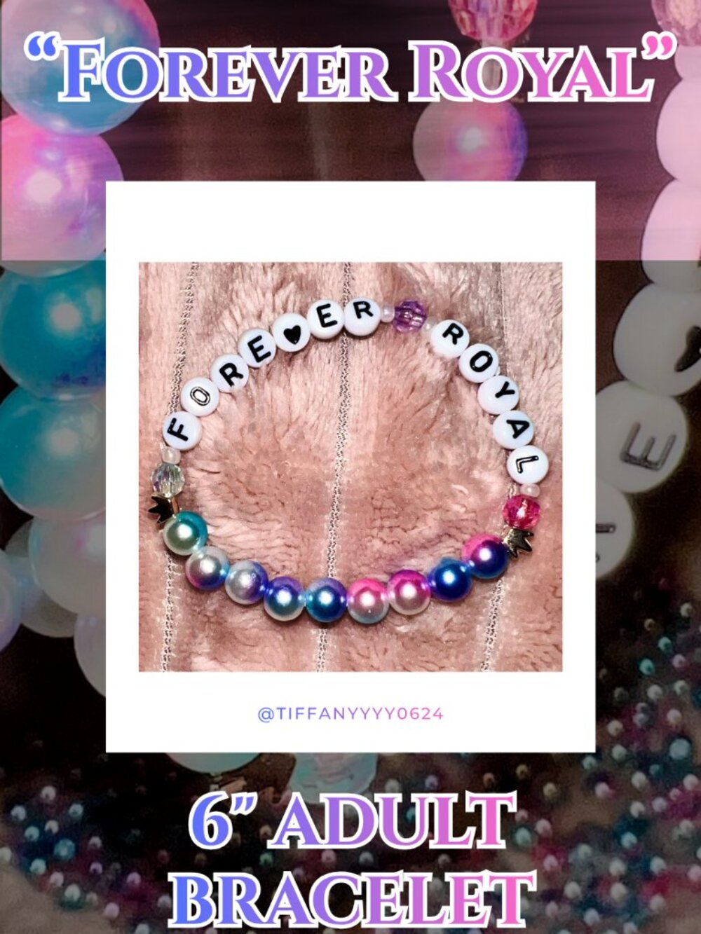 💜💙🩷 Kansas City Royals 6” Bracelet